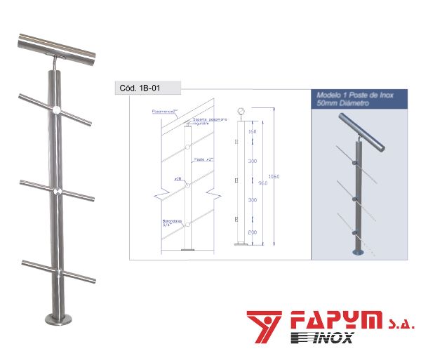 POSTE INOX BARANDA MODELO 1